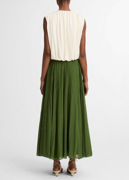 Vince Crinkled Plissé Cotton-Blend Maxi Skirt - Skirts