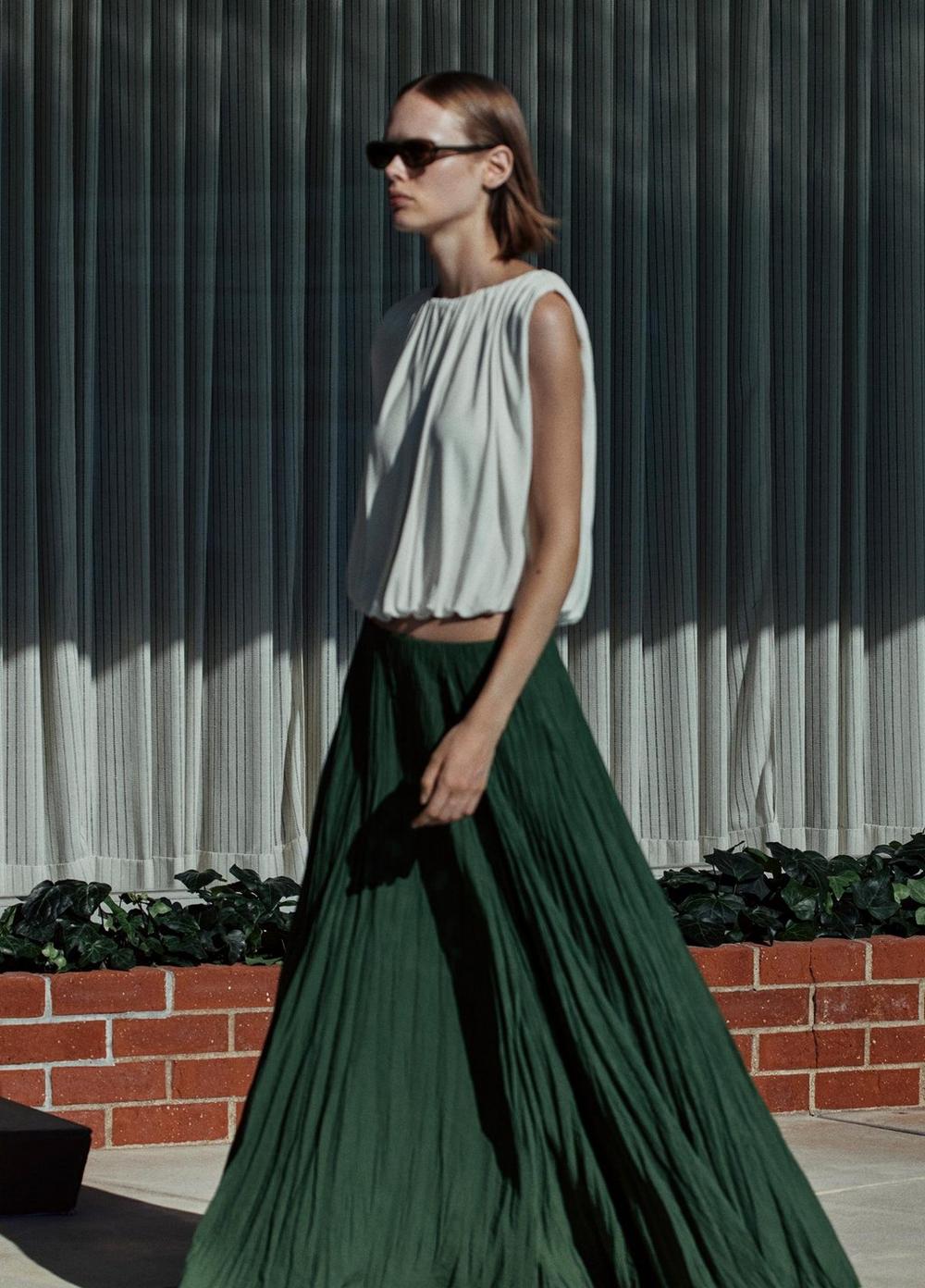 Vince Crinkled Plissé Cotton-Blend Maxi Skirt - Skirts
