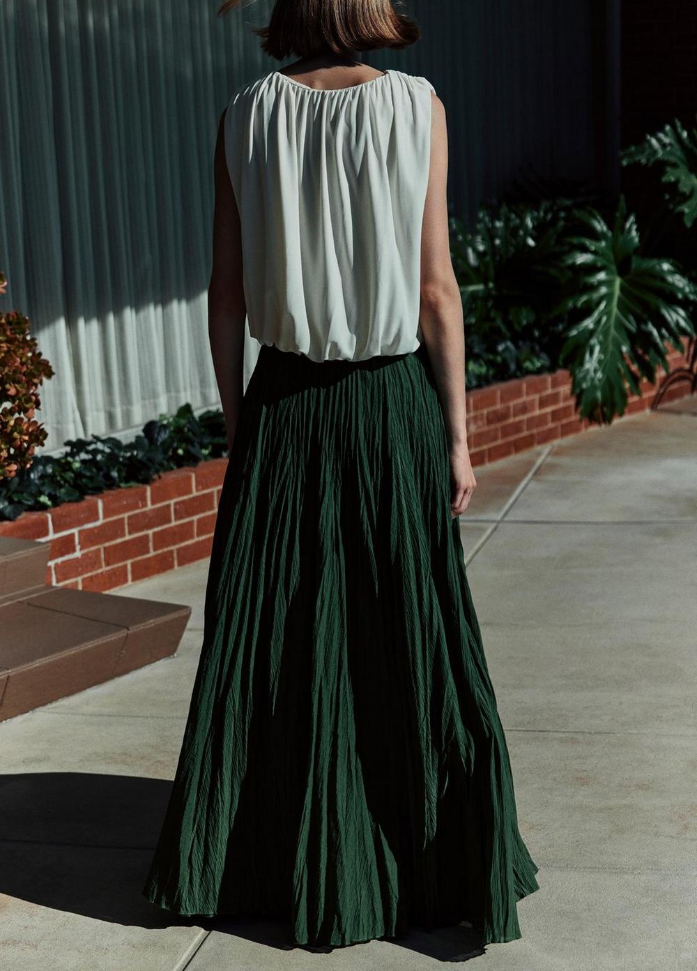 Vince Crinkled Plissé Cotton-Blend Maxi Skirt - Skirts