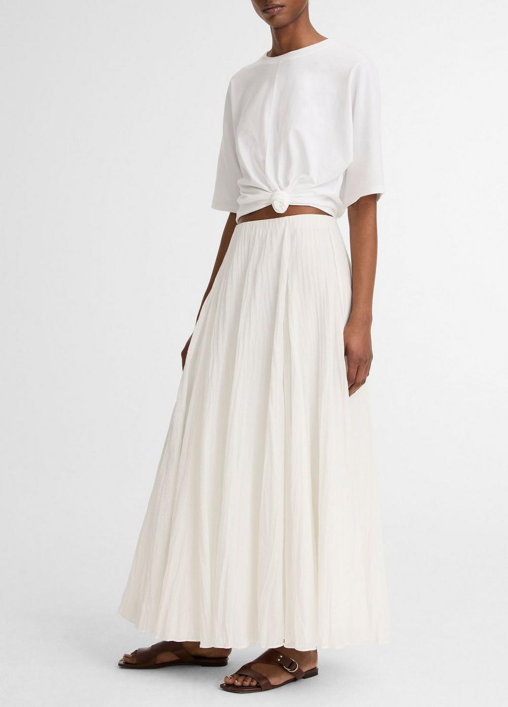 Vince Crinkled Plissé Cotton-Blend Maxi Skirt - Skirts