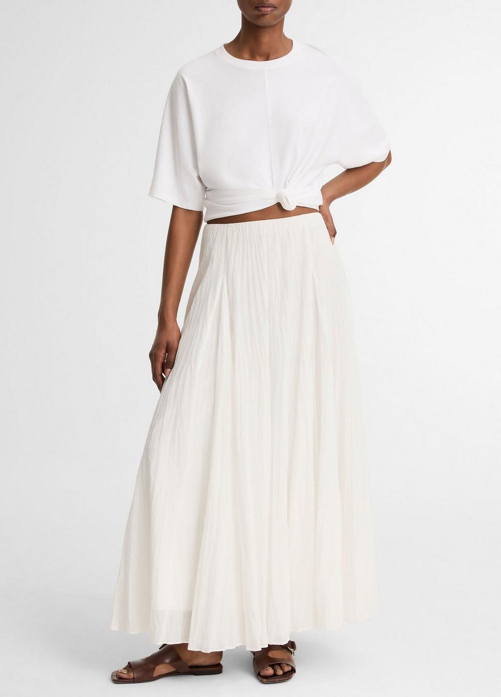Vince Crinkled Plissé Cotton-Blend Maxi Skirt - Skirts