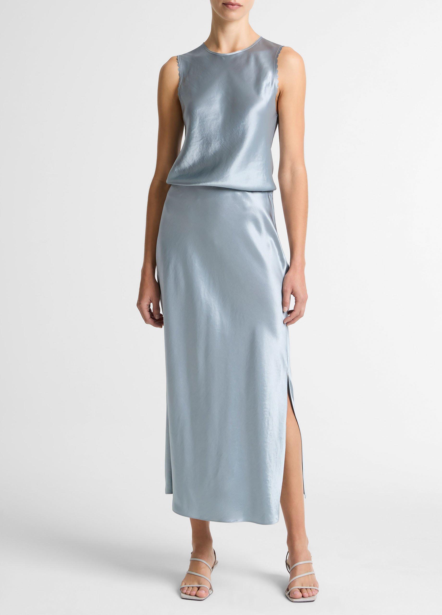 Vince Satin Side-Slit Slip Skirt - Skirts