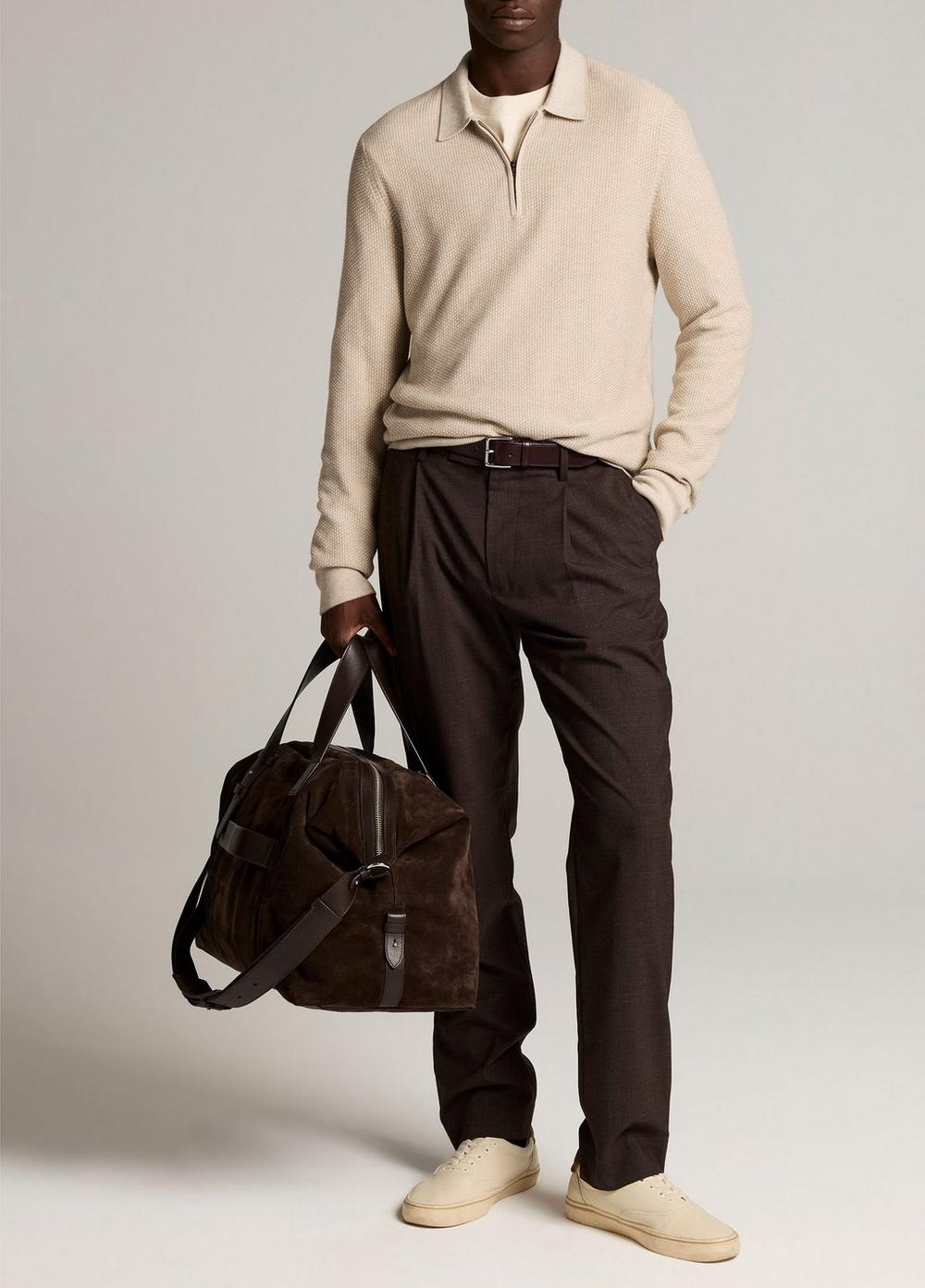 Vince Geo-Jacquard Wool-Blend Zip Polo Sweater - Quarter Zip