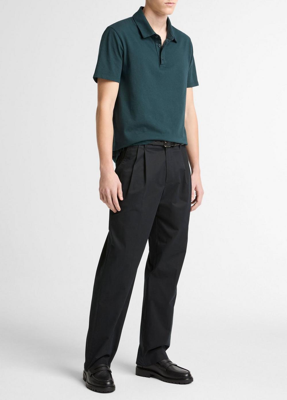 Vince Louie Relaxed Stretch-Cotton Double-Pleated Trouser - Trousers