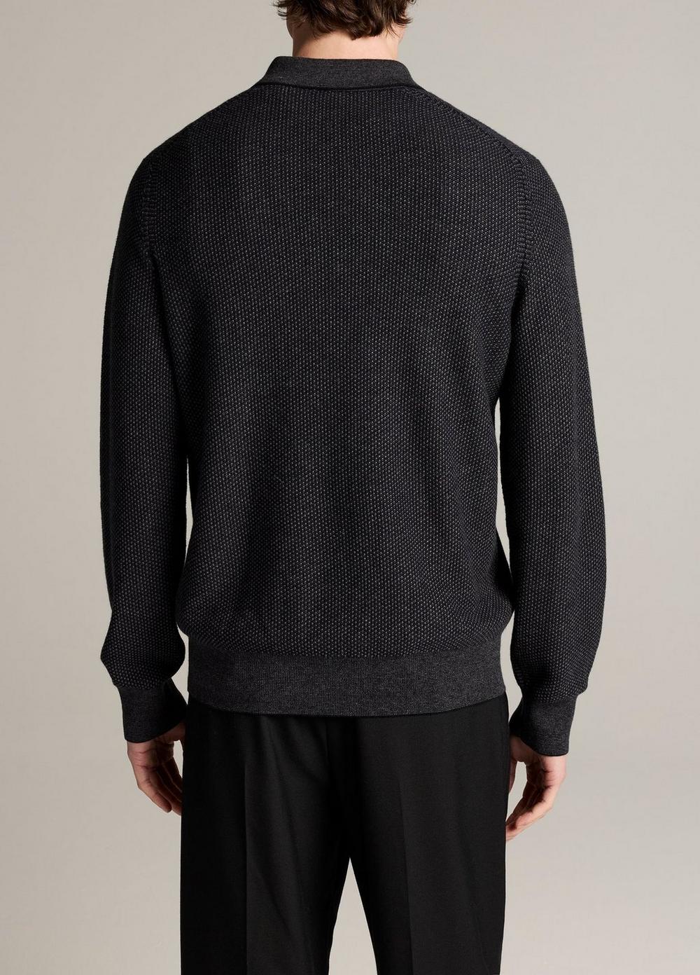 Vince Geo-Jacquard Wool-Blend Zip Polo Sweater - Quarter Zip