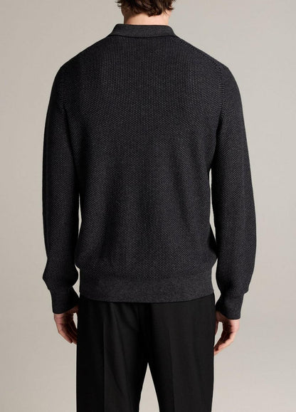 Vince Geo-Jacquard Wool-Blend Zip Polo Sweater - Quarter Zip