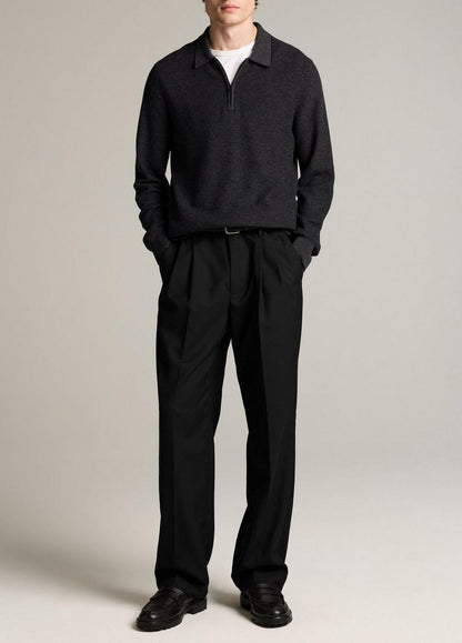 Vince Geo-Jacquard Wool-Blend Zip Polo Sweater - Quarter Zip