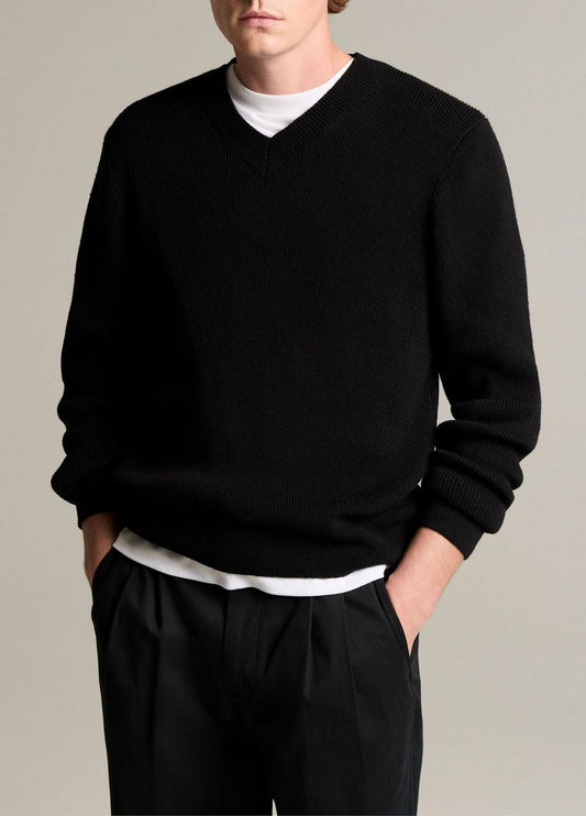 Vince Ribbed Italian Cotton-Blend V-Neck Sweater - V-Neck