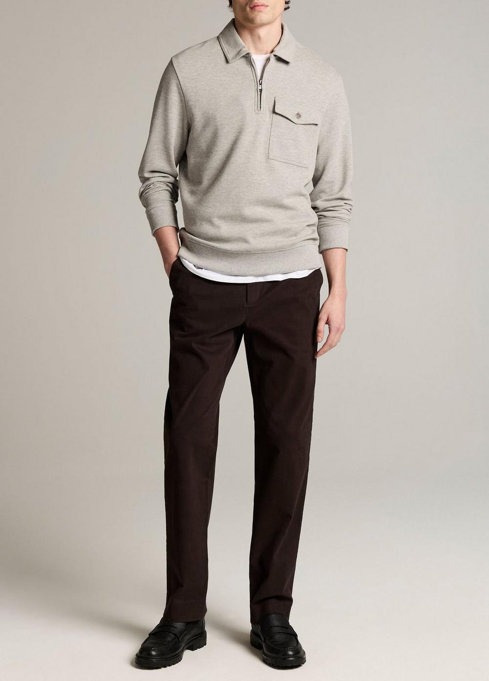 Vince Double-Knit Piqué Zip Polo Pullover - Henleys & Polos