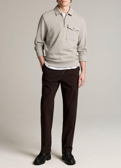 Vince Double-Knit Piqué Zip Polo Pullover - Henleys & Polos
