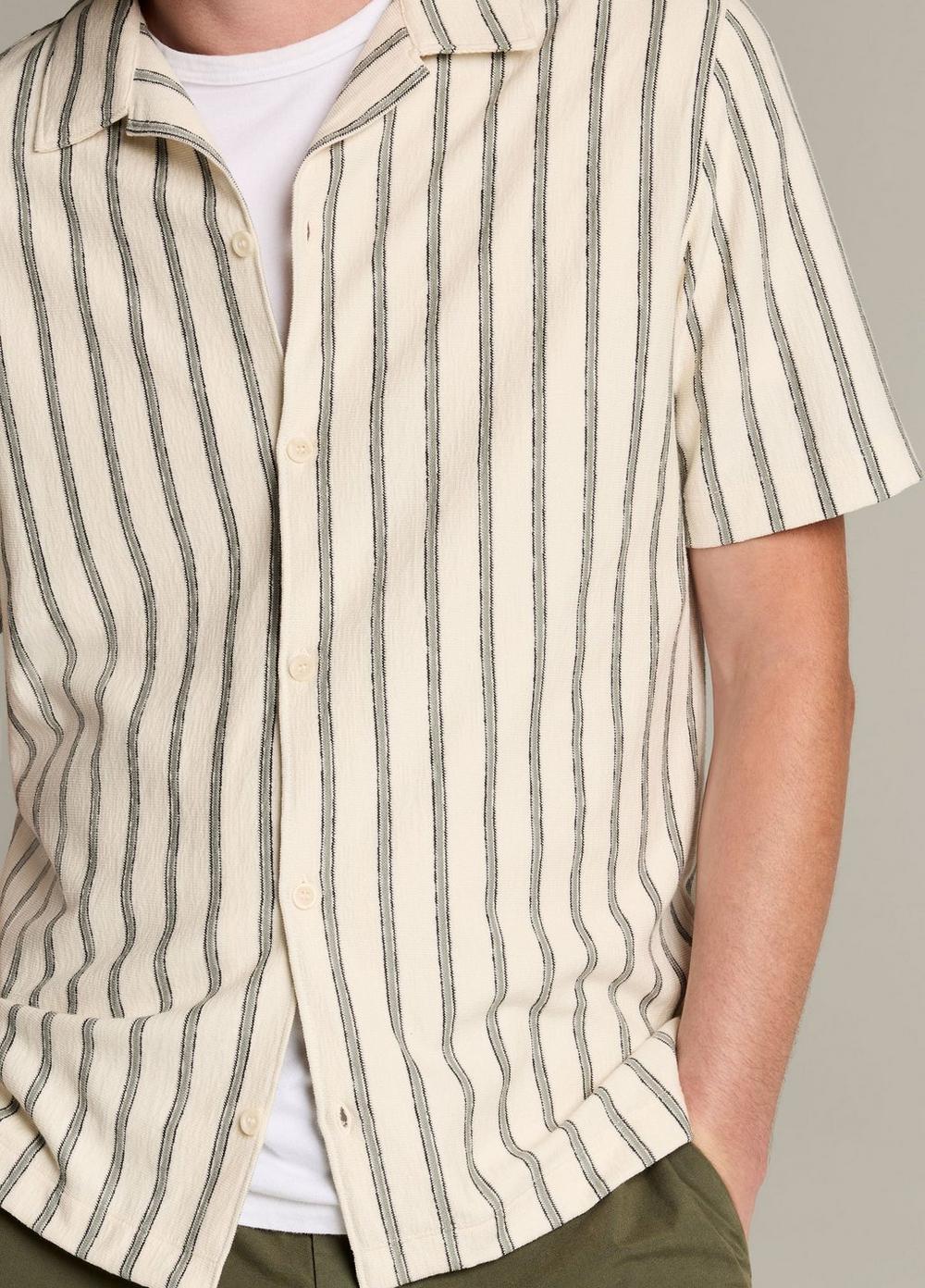 Vince Striped Cotton Terry Cabana Shirt - Short Sleeve