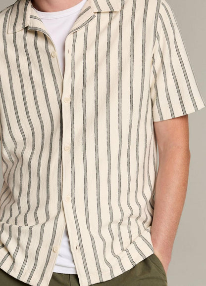 Vince Striped Cotton Terry Cabana Shirt - Short Sleeve