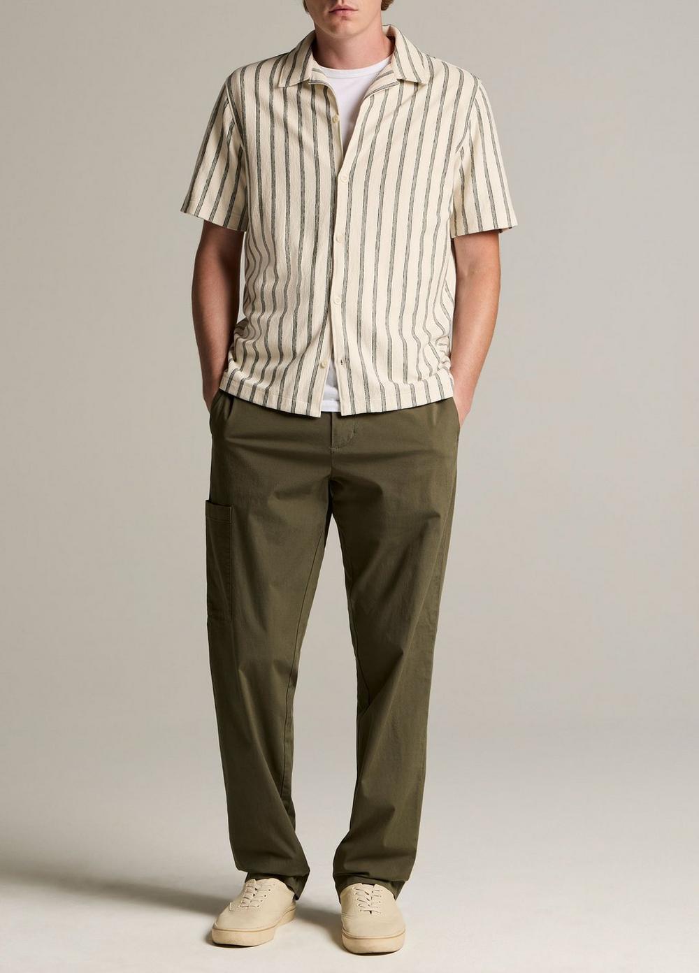 Vince Striped Cotton Terry Cabana Shirt - Short Sleeve