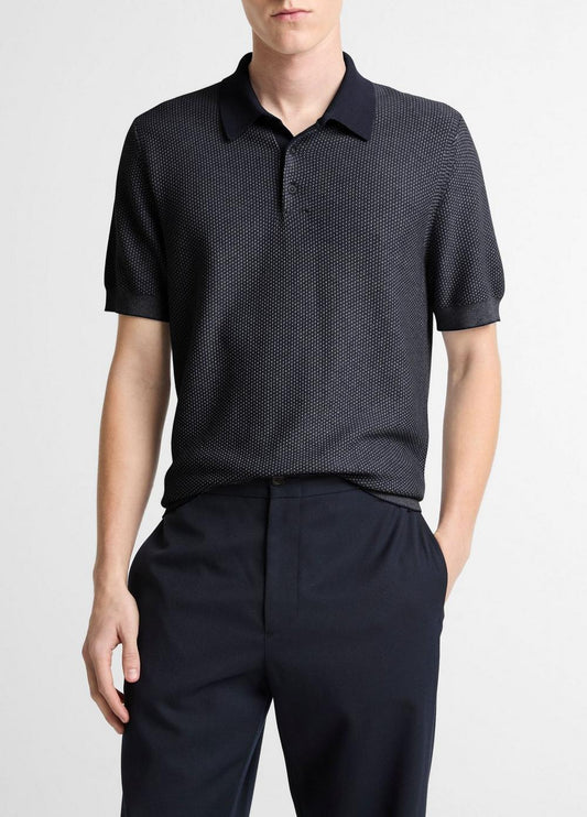 Vince Geo-Jacquard Wool-Blend Blend Polo Sweater - Sweaters