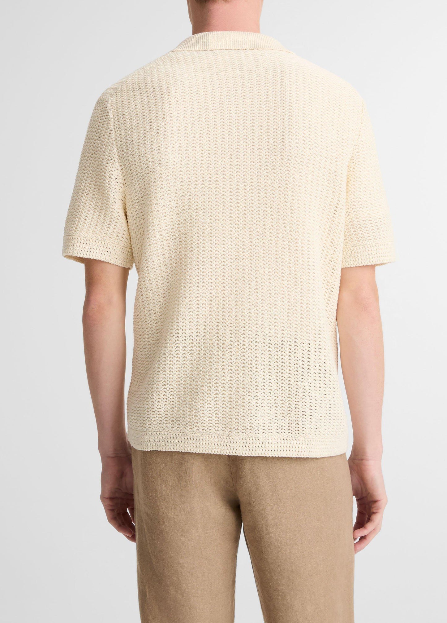 Vince Cotton Crochet Button-Front Shirt - Short Sleeve