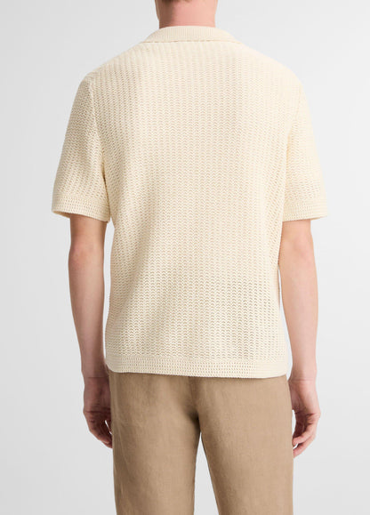 Vince Cotton Crochet Button-Front Shirt - Short Sleeve