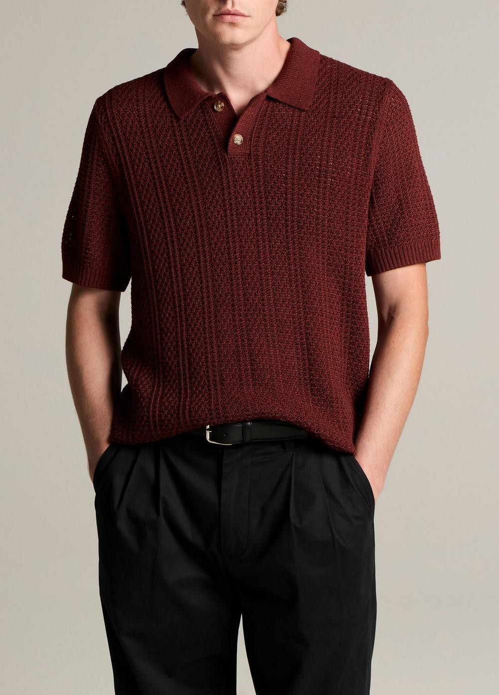 Vince Seed-Stitch Rib Cotton Polo Sweater - Sweaters