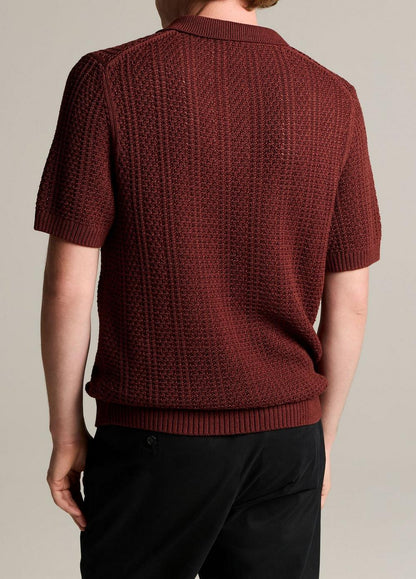 Vince Seed-Stitch Rib Cotton Polo Sweater - Sweaters