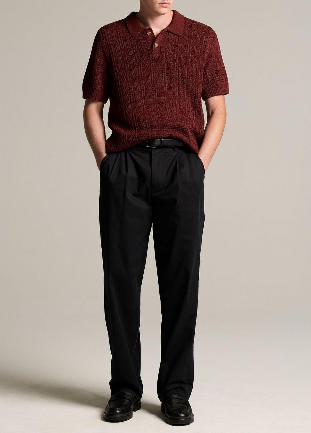 Vince Seed-Stitch Rib Cotton Polo Sweater - Sweaters