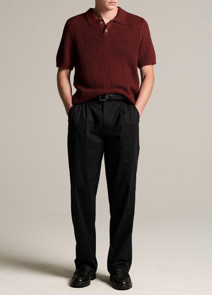 Vince Seed-Stitch Rib Cotton Polo Sweater - Sweaters