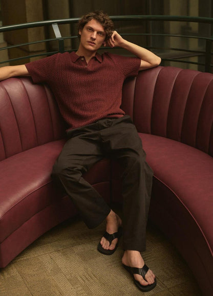 Vince Seed-Stitch Rib Cotton Polo Sweater - Sweaters