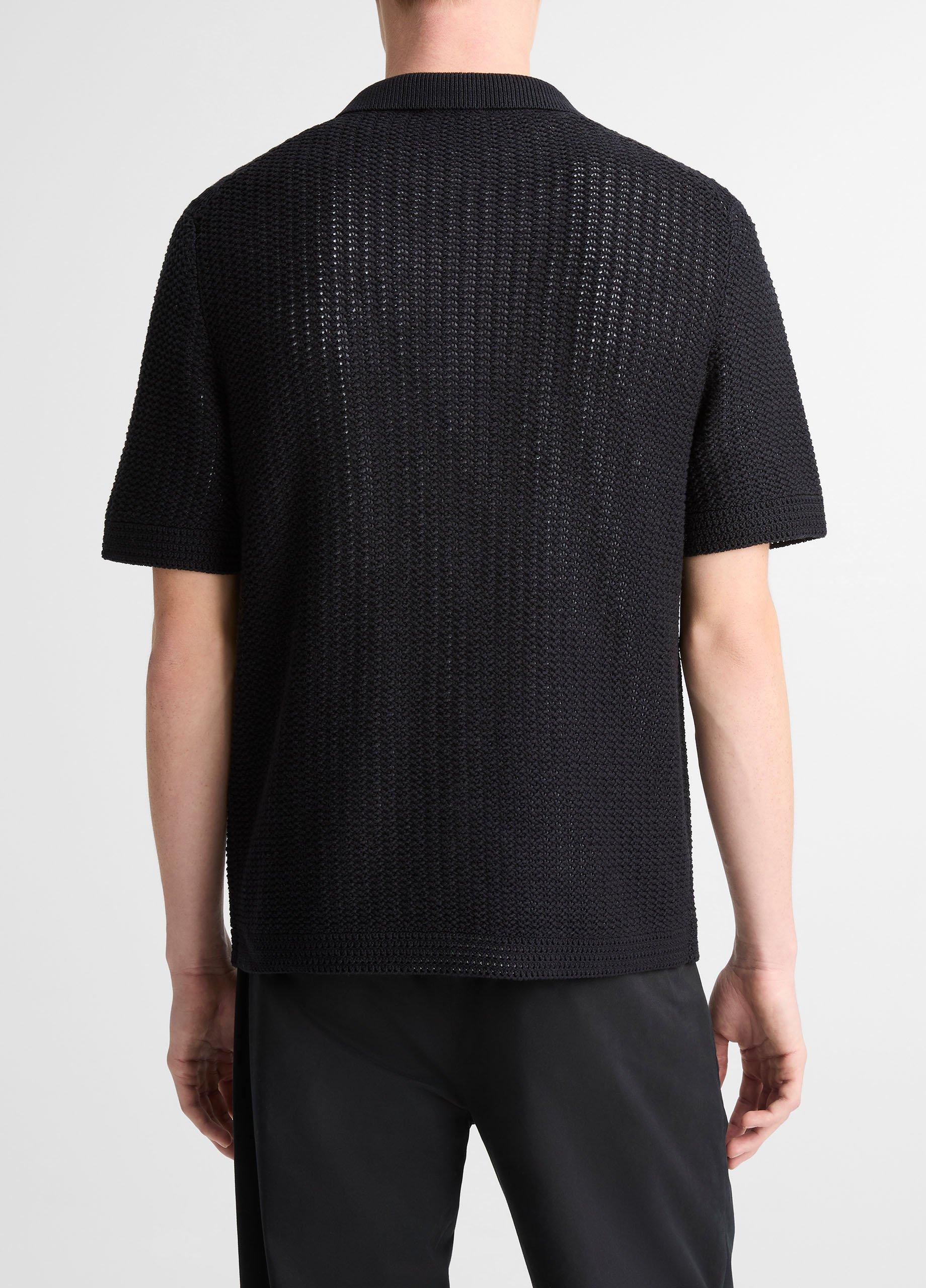 Vince Cotton Crochet Button-Front Shirt - Short Sleeve