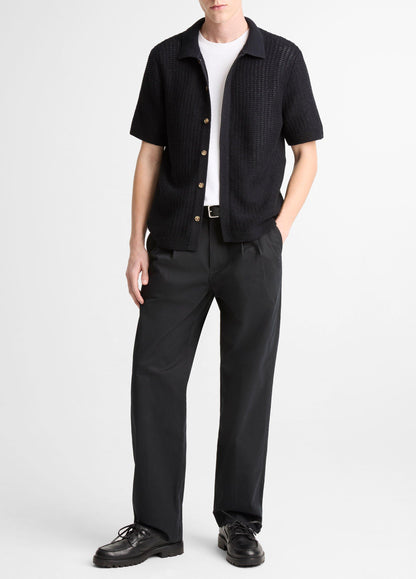 Vince Cotton Crochet Button-Front Shirt - Short Sleeve