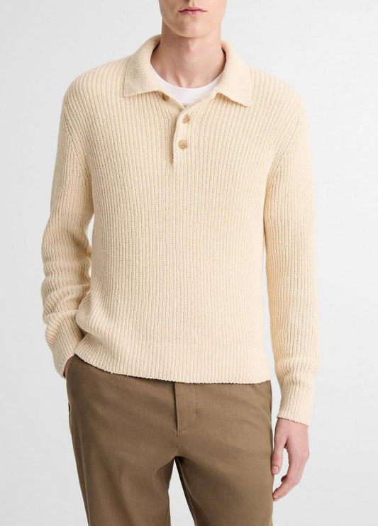 Vince Shaker Italian Cotton-Blend Polo Sweater - Sweaters