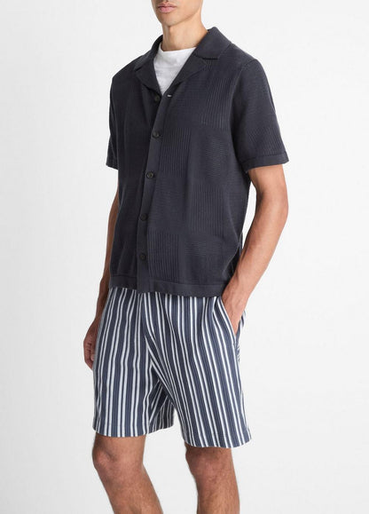 Vince Patchwork Pointelle Short-Sleeve Shirt - Short Sleeve