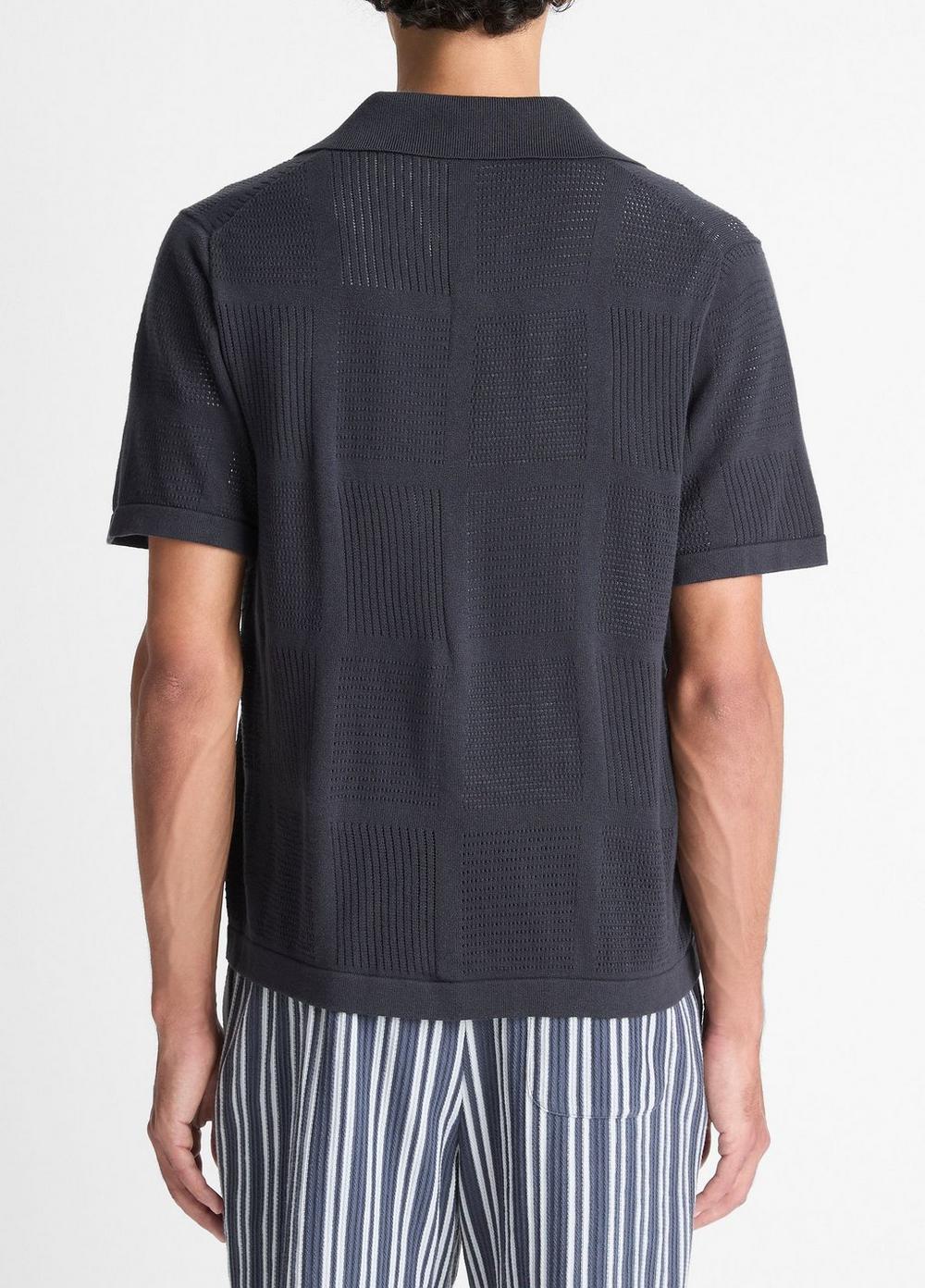 Vince Patchwork Pointelle Short-Sleeve Shirt - Short Sleeve