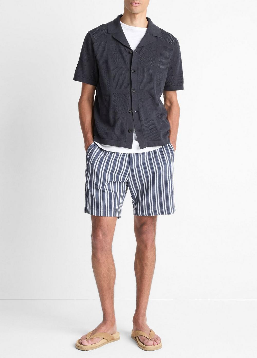 Vince Patchwork Pointelle Short-Sleeve Shirt - Short Sleeve