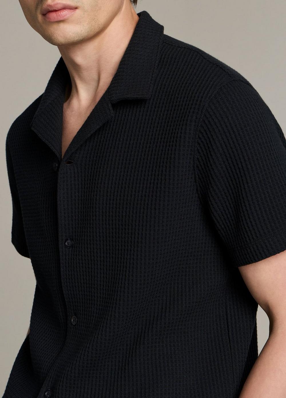Vince Macro-Waffle Cotton-Blend Cabana Shirt - Short Sleeve