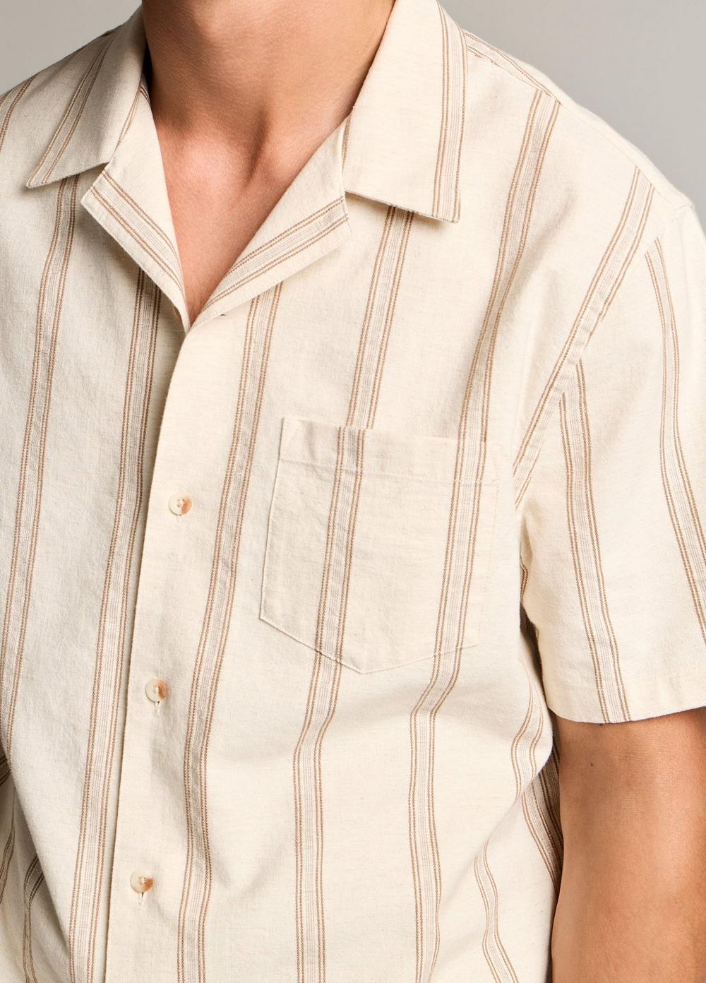 Vince Cove Stripe Cotton-Hemp Cabana Shirt - Short Sleeve