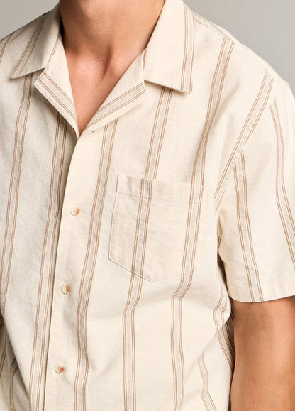 Vince Cove Stripe Cotton-Hemp Cabana Shirt - Short Sleeve
