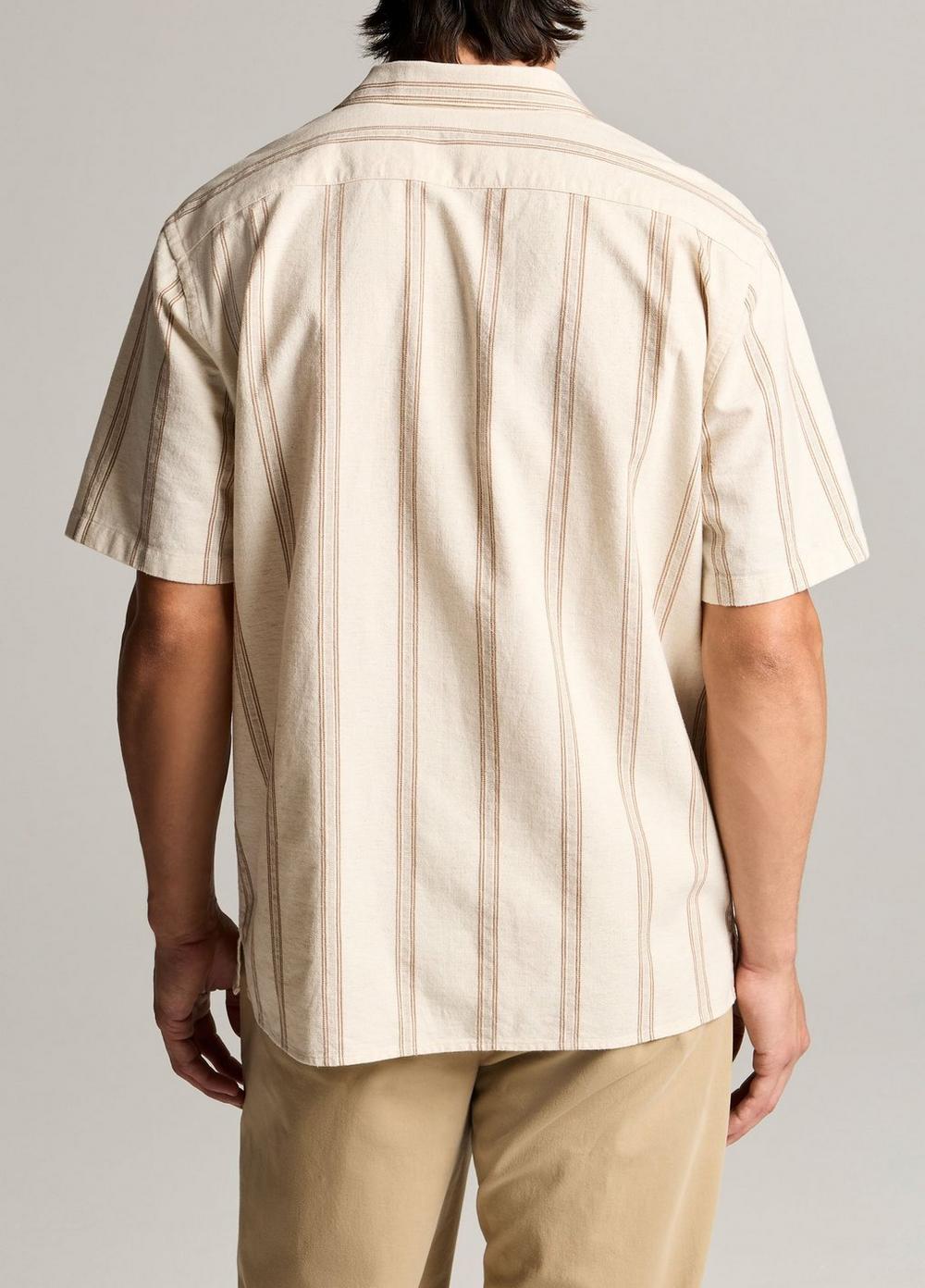 Vince Cove Stripe Cotton-Hemp Cabana Shirt - Short Sleeve