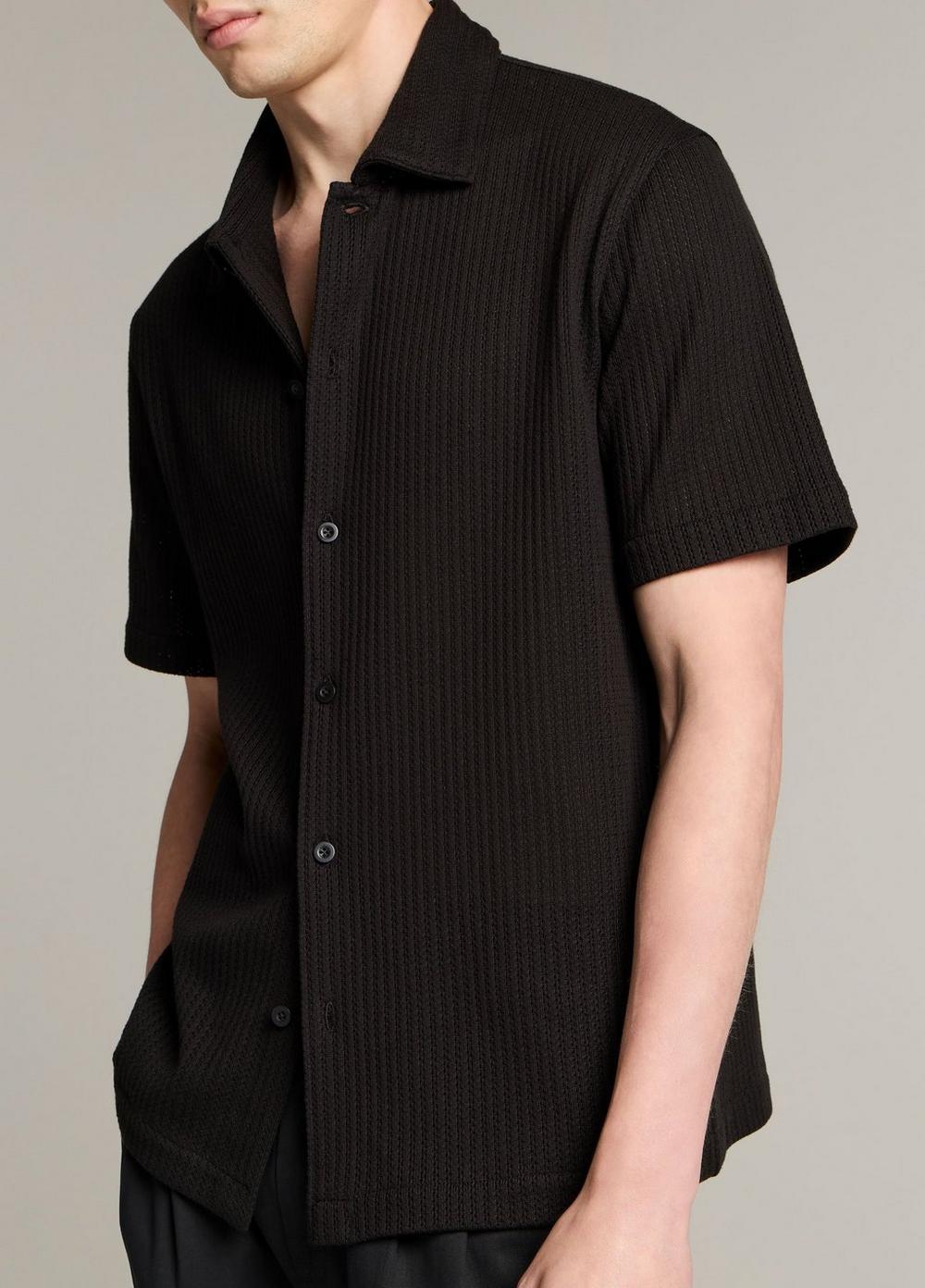 Vince Pointelle Cotton-Blend Button-Front Shirt - Short Sleeve