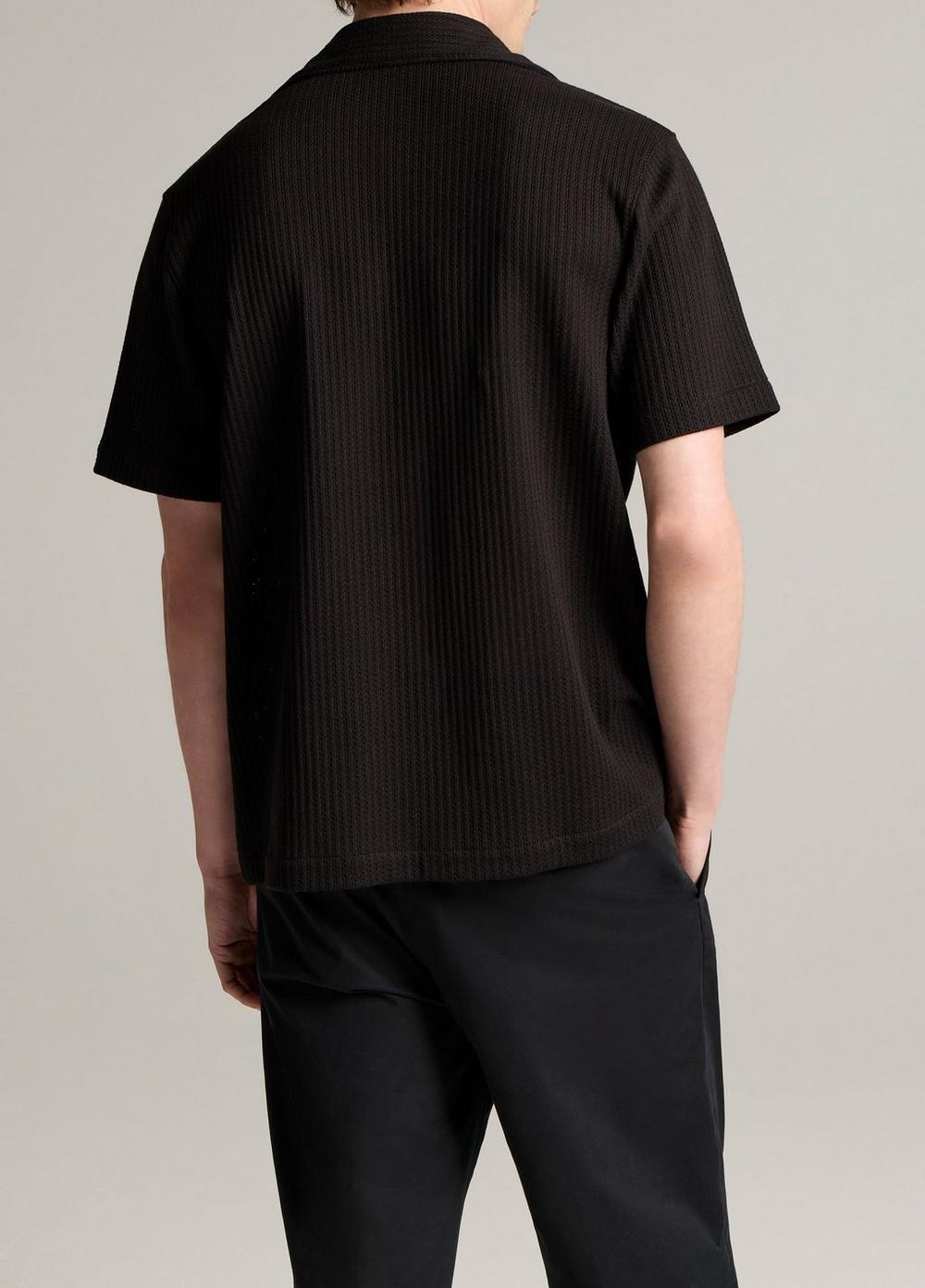 Vince Pointelle Cotton-Blend Button-Front Shirt - Short Sleeve