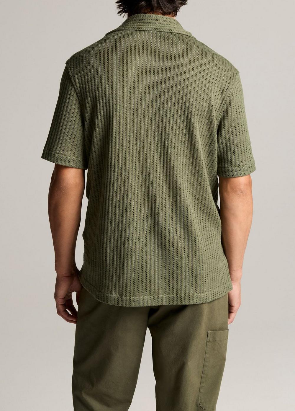 Vince Pointelle Cotton-Blend Button-Front Shirt - Short Sleeve