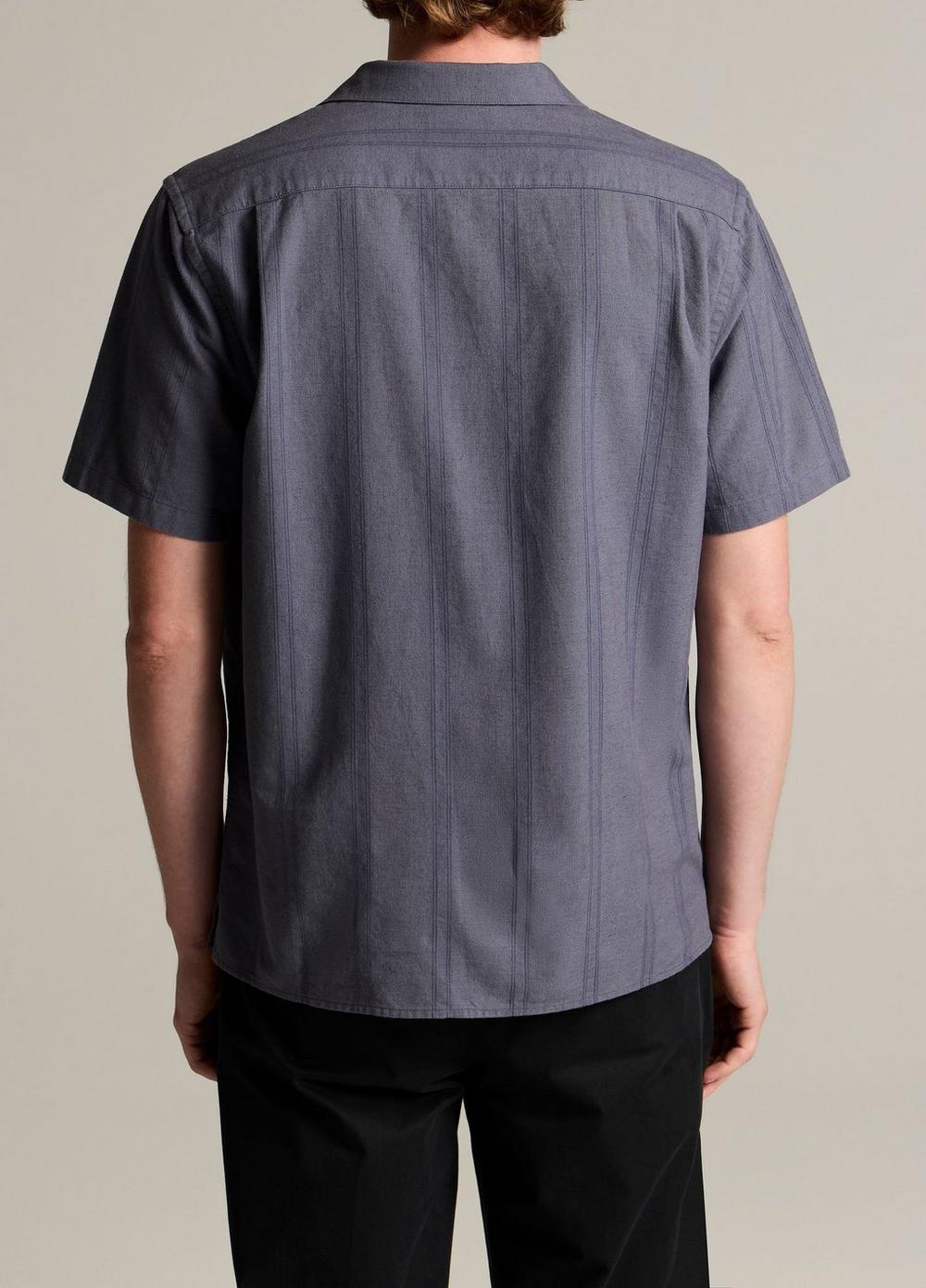 Vince Cove Stripe Cotton-Hemp Cabana Shirt - Short Sleeve