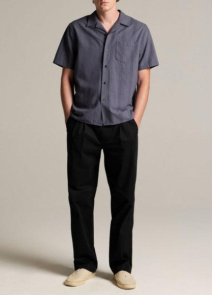 Vince Cove Stripe Cotton-Hemp Cabana Shirt - Short Sleeve
