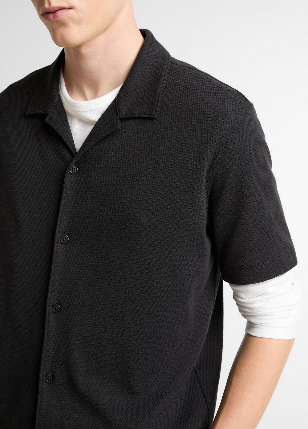 Vince Mesh-Knit Cotton-Blend Cabana Shirt - Short Sleeve
