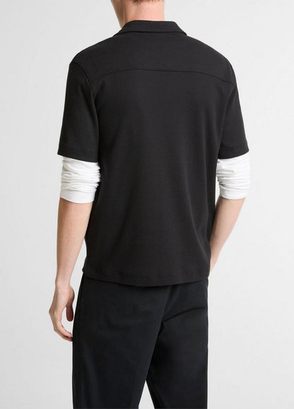 Vince Mesh-Knit Cotton-Blend Cabana Shirt - Short Sleeve