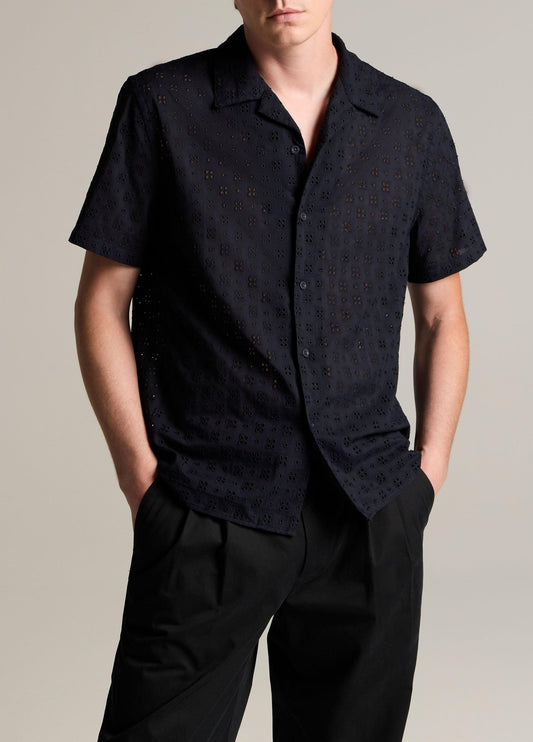 Vince Cotton Eyelet Short-Sleeve Button-Front Shirt - Short Sleeve