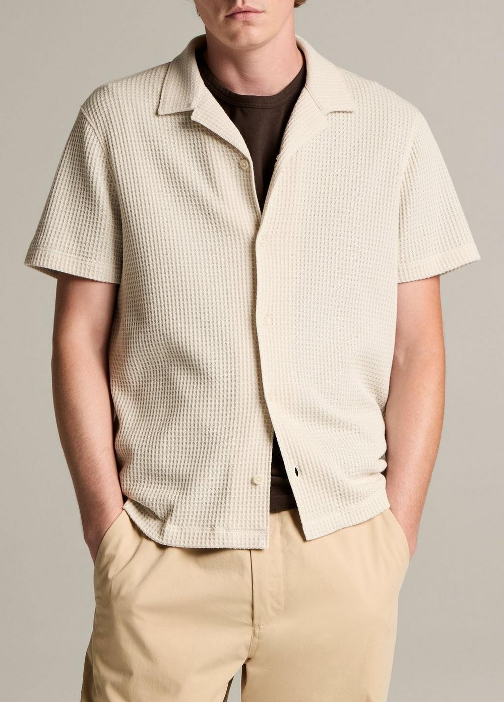 Vince Macro-Waffle Cotton-Blend Cabana Shirt - Short Sleeve