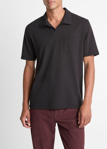 Vince Cotton-Blend Johnny-Collar Polo Shirt - Short Sleeve