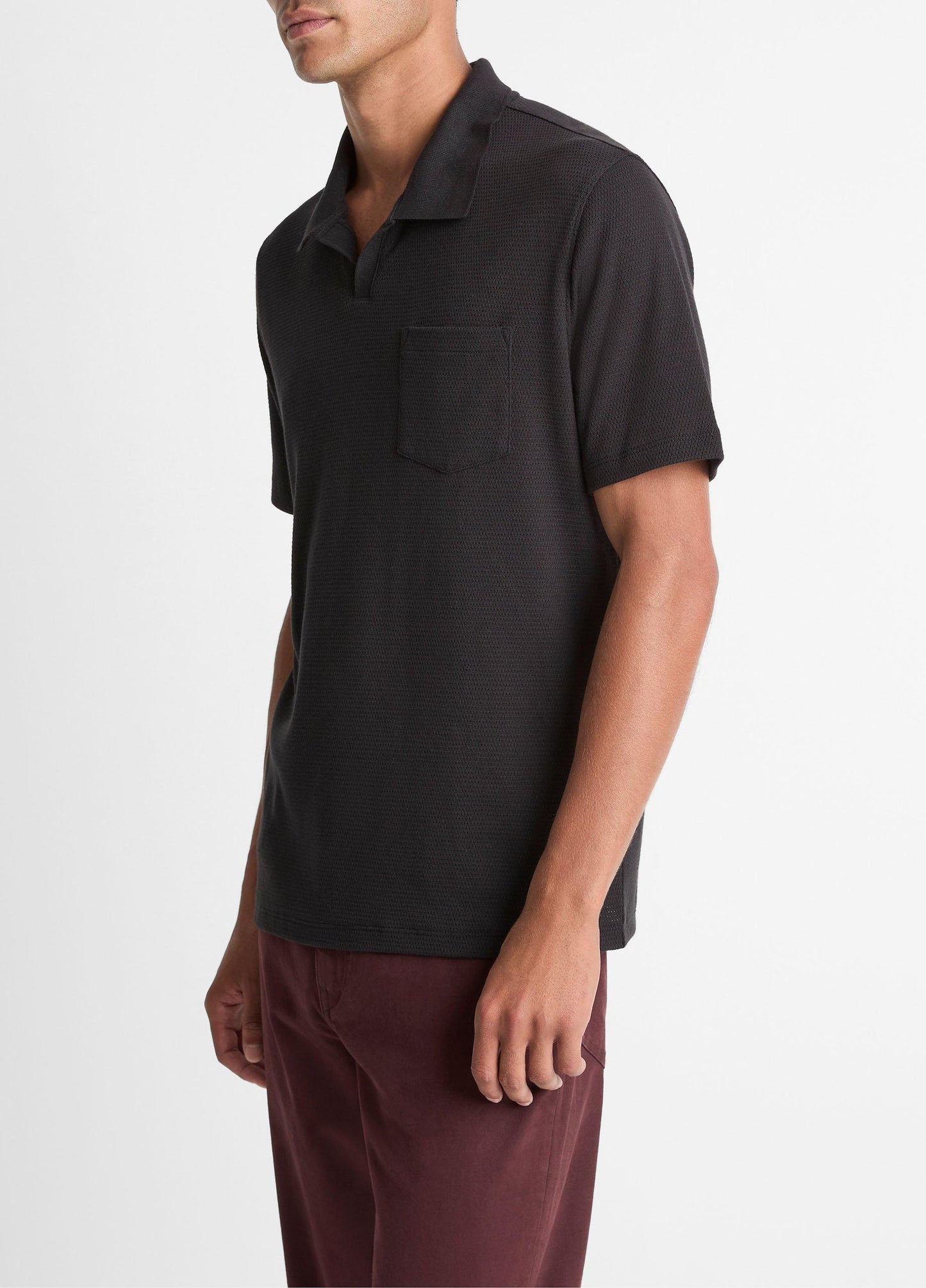 Vince Cotton-Blend Johnny-Collar Polo Shirt - Short Sleeve
