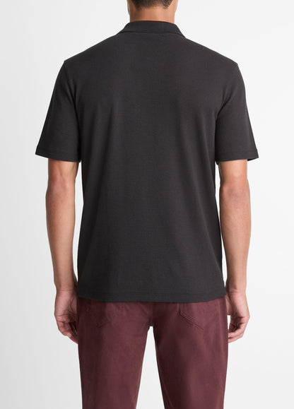 Vince Cotton-Blend Johnny-Collar Polo Shirt - Short Sleeve
