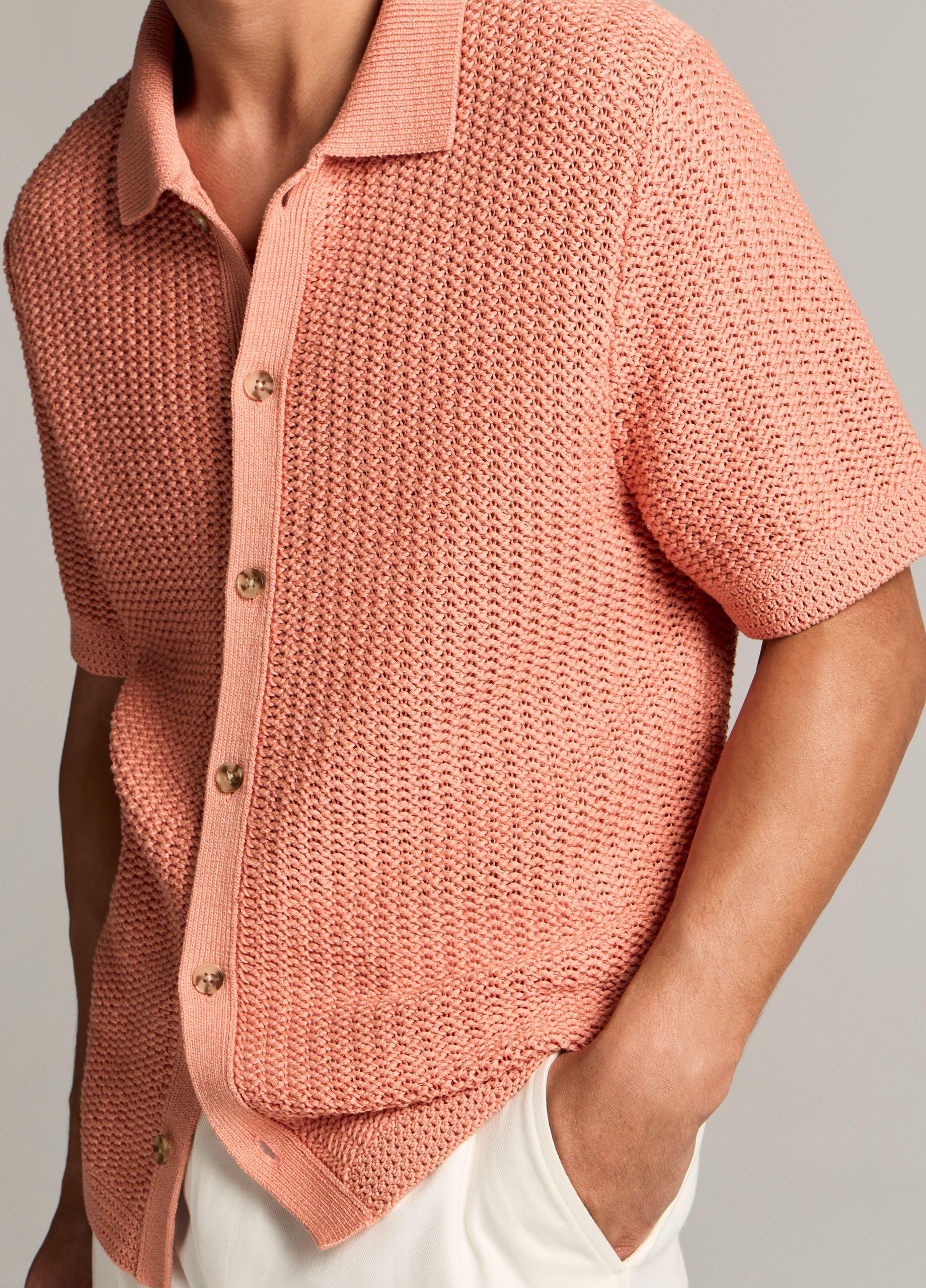 Vince Cotton Crochet Button-Front Shirt - Short Sleeve