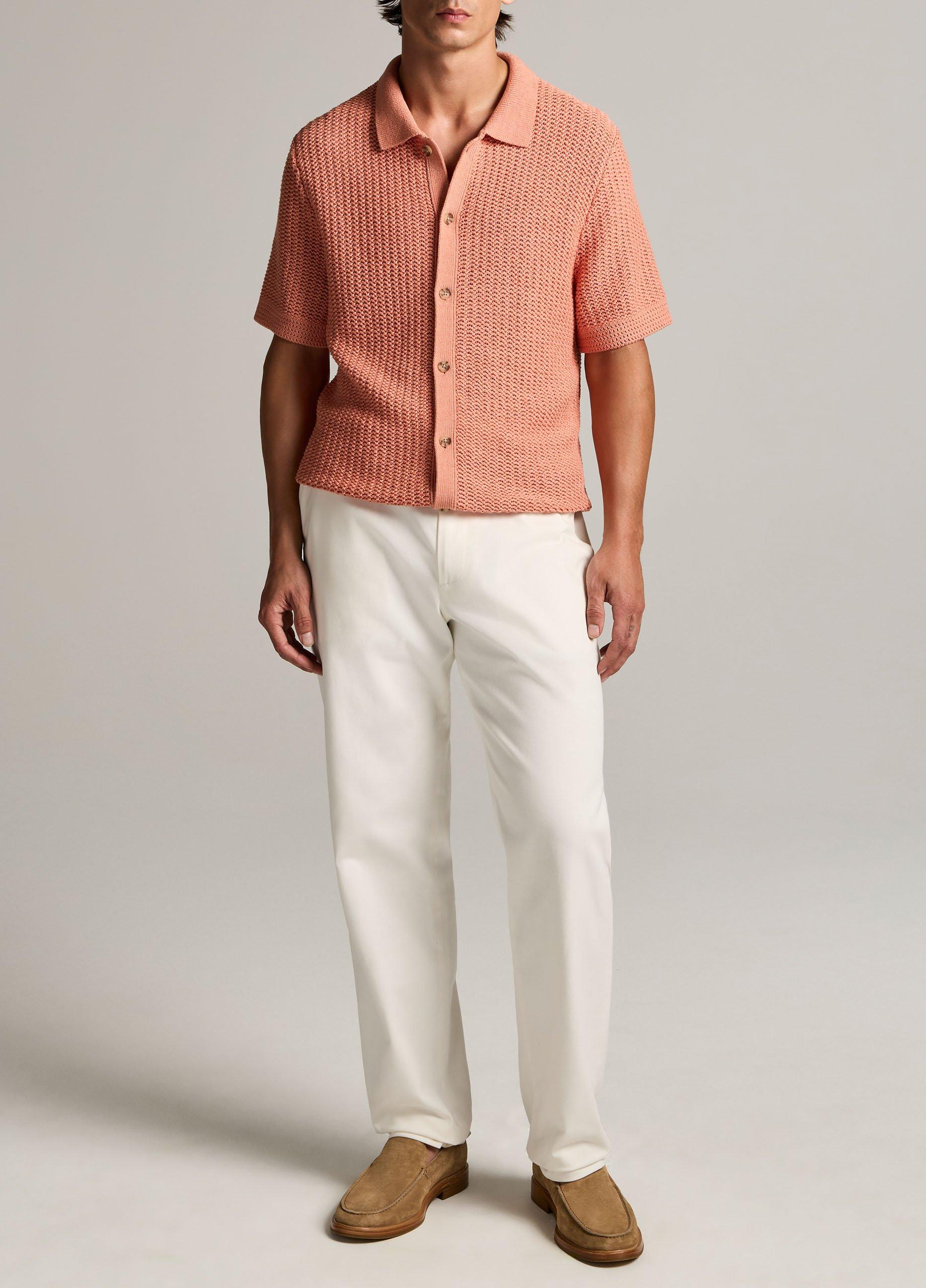 Vince Cotton Crochet Button-Front Shirt - Short Sleeve
