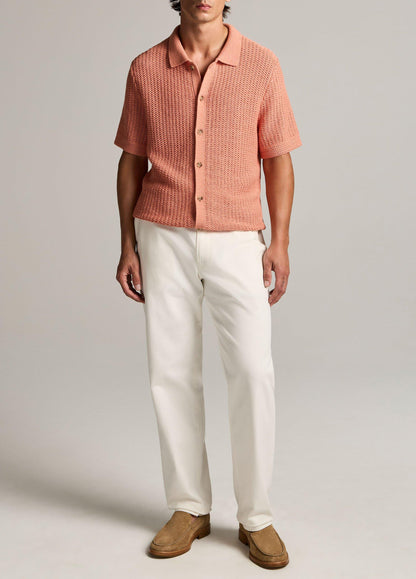 Vince Cotton Crochet Button-Front Shirt - Short Sleeve